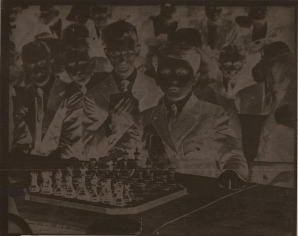 Photograph Samuel Reshevsky at Chess Board