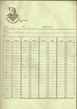 Load image into Gallery viewer, 1st International Tal Memorial Chess tournament Riga 1995 Viswanathan Anand v Artur Yusupov (Score Sheet)
