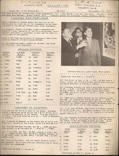 Dallas International Chess Tournament 1957 (Bulletins)