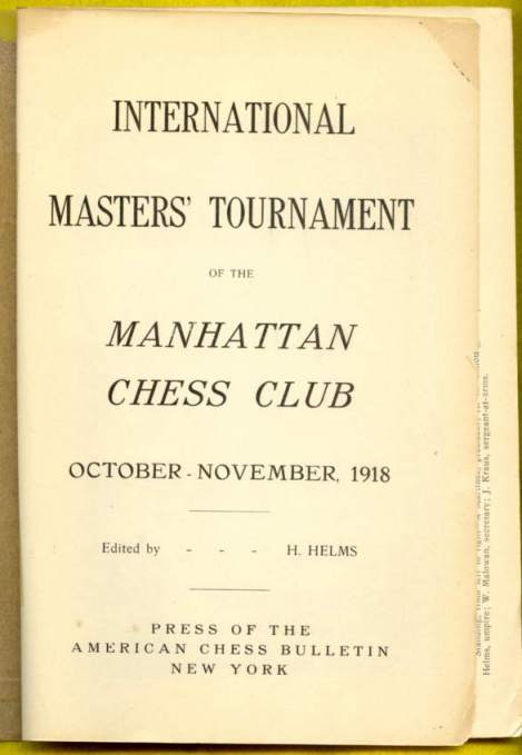 International Master's Tournament Manhattan Chess Club, New York, 1918